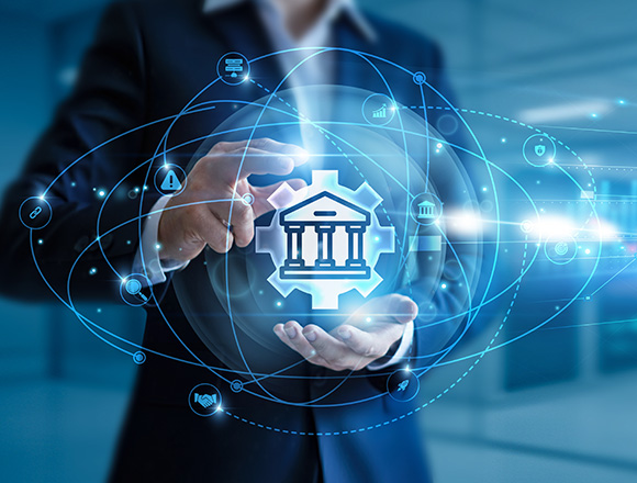 businessman holding digital bank icon with technology connections representing modern banking technology and finance solutions 2 innovations