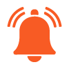orange notification bell icon representing alerts and reminders for 19 updates and important messages