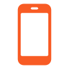 orange smartphone icon with a blank screen representing mobile technology and communication innovations for 14 year olds