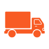 orange delivery truck icon on a white background representing transportation services and logistics for 17 deliveries