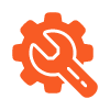 orange wrench and gear icon suitable for 20 tools or maintenance activities